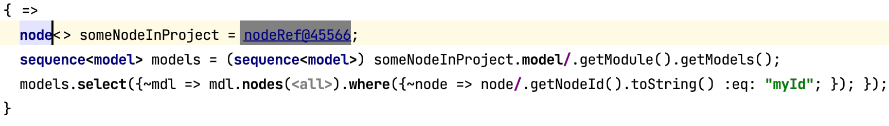 find nodes on the console by ID